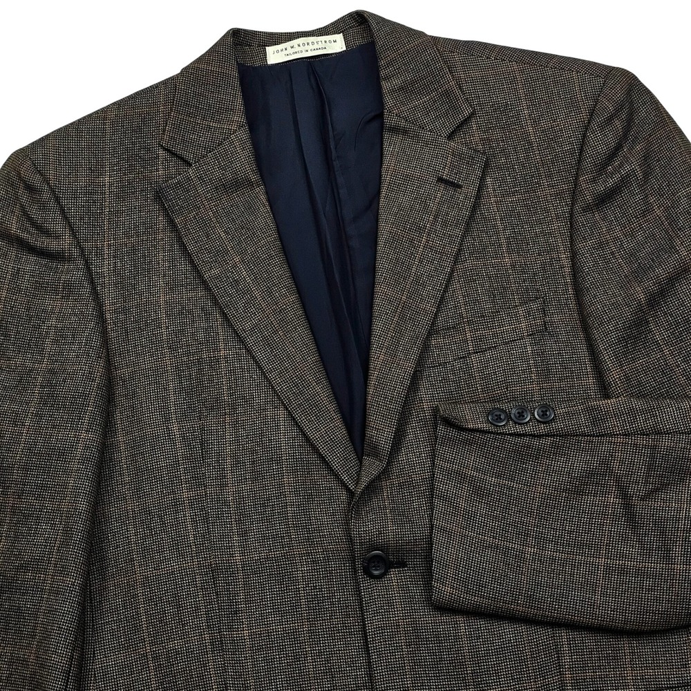 John W Nordstrom Sport Coat Mens 40R Brown Loro Piana Cashmere Plaid Blazer